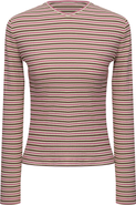 Dot Dolman V-Neck Striped Long Sleeve Tee
