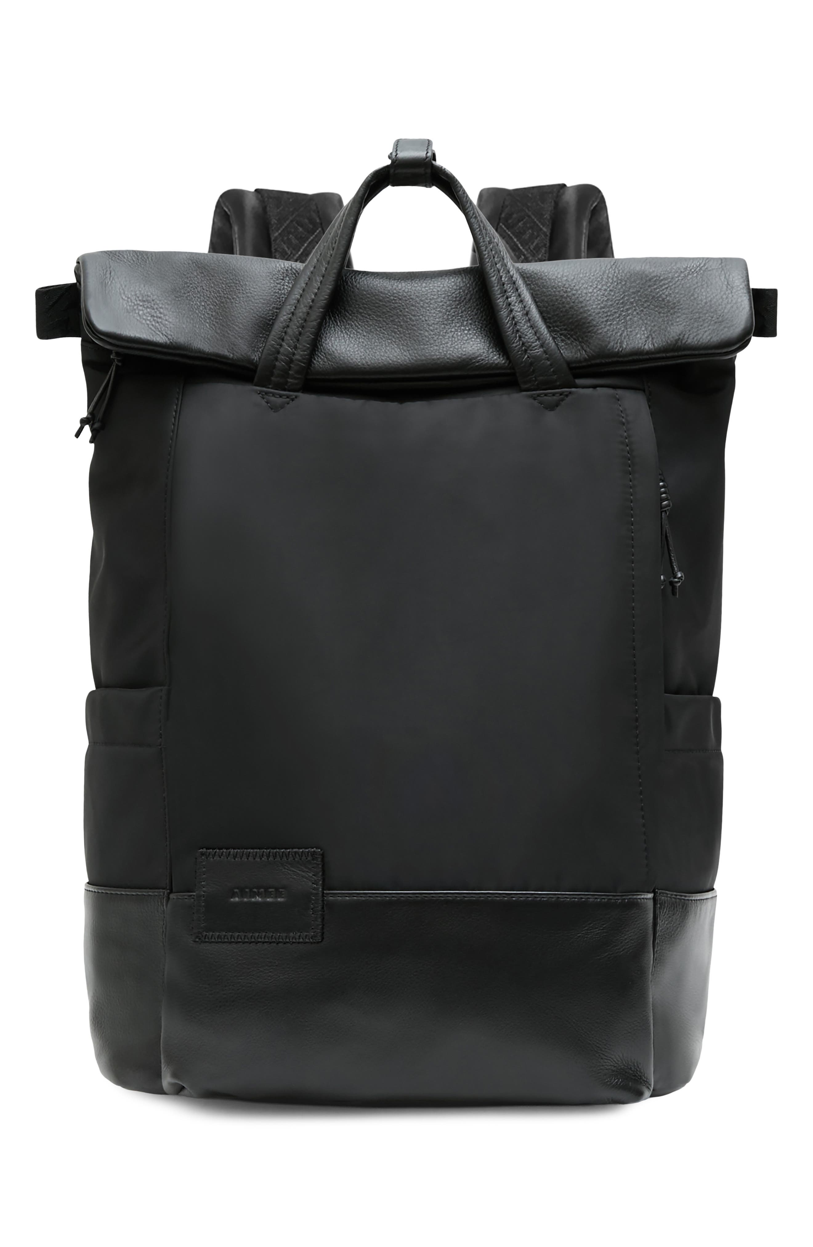 Power Move Leather Laptop Backpack, Main, color, BLACK