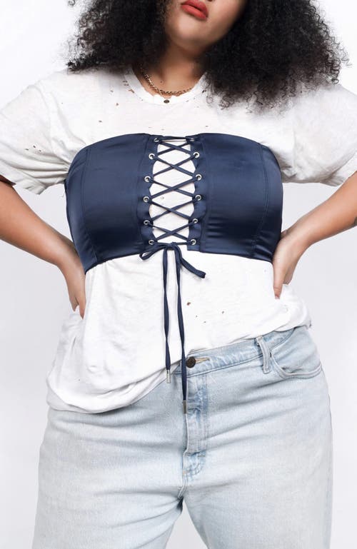 Wildfang The Empower Satin 6-way Corset In Blue