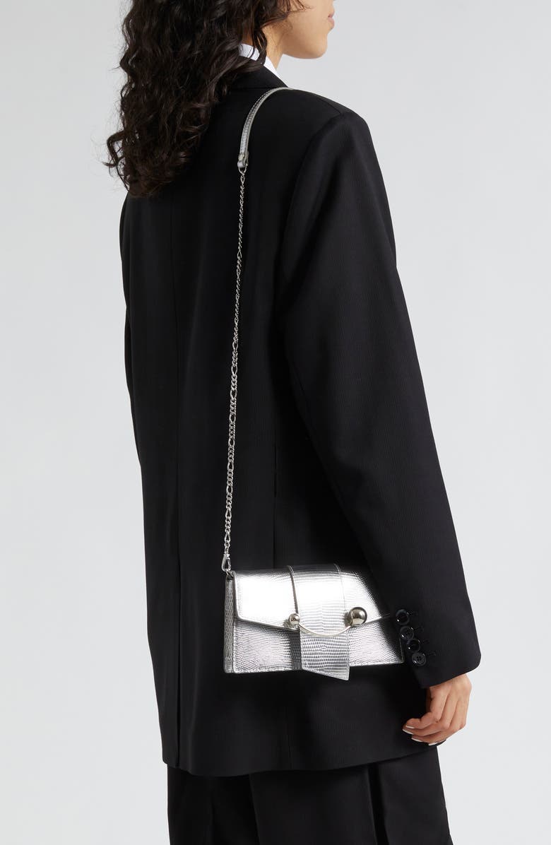 Strathberry Crescent on a Chain Lizard Embossed Leather Shoulder Bag, Alternate, color,