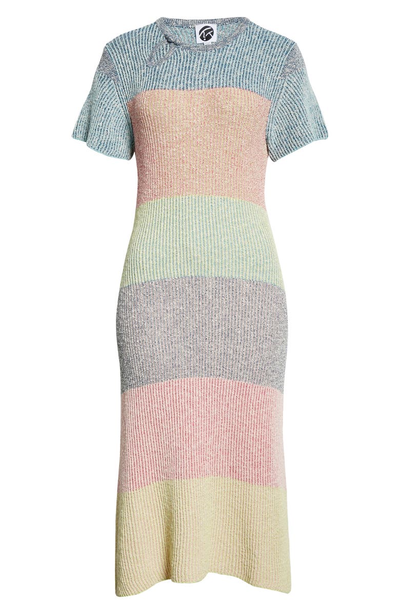 YanYan Rainbow Two Toned Tweed Cheongsam Midi Sweater Dress, Alternate, color,