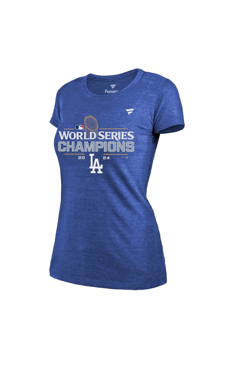 FANATICS Women's Fanatics Royal Los Angeles Dodgers 2024 World Series Champions Locker Room Tri-Blend T-Shirt, Alternate, color, 