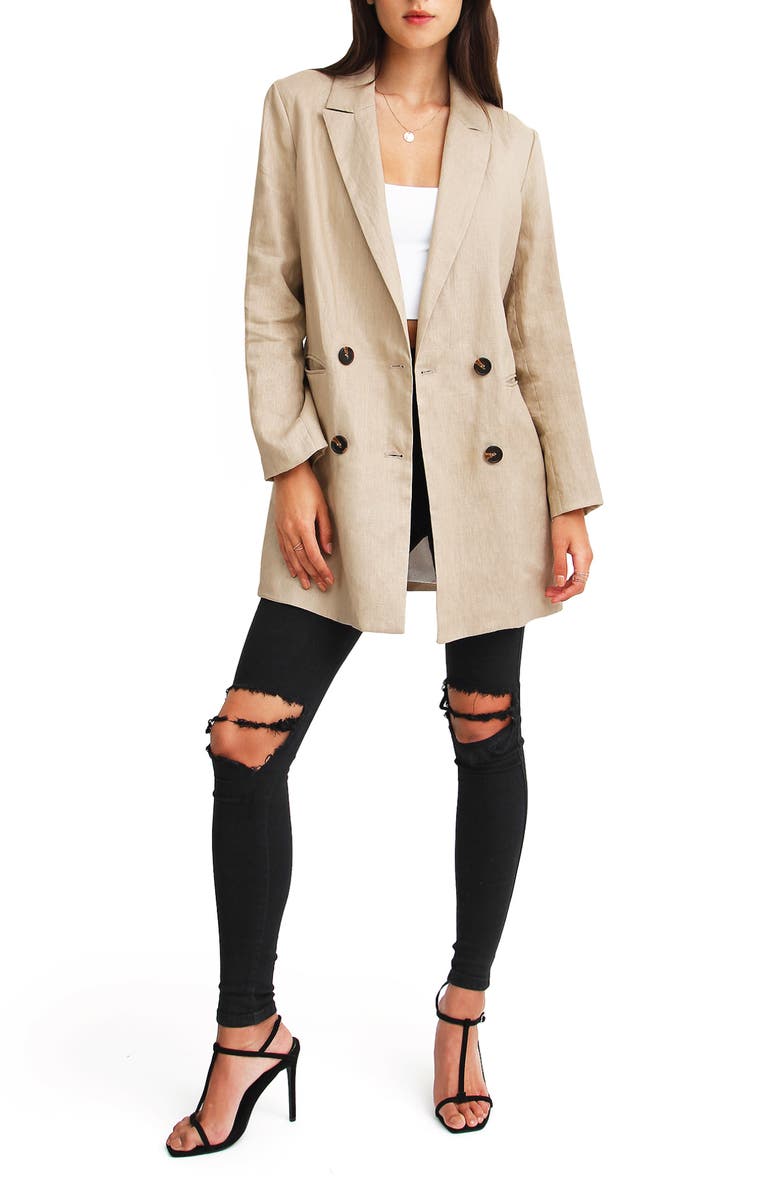 Belle & Bloom Princess Anna Linen Blazer, Alternate, color, Sand