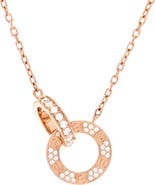 Pre-Owned Cartier Love Interlocking Pave Necklace 18K Rose Gold and Diamonds
