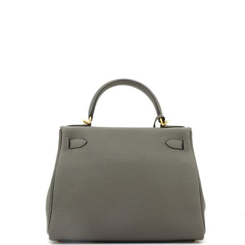 Pre-owned Hermes Hermes Kelly Handbag Grey Clemence With Gold Hardware 28 In Gray