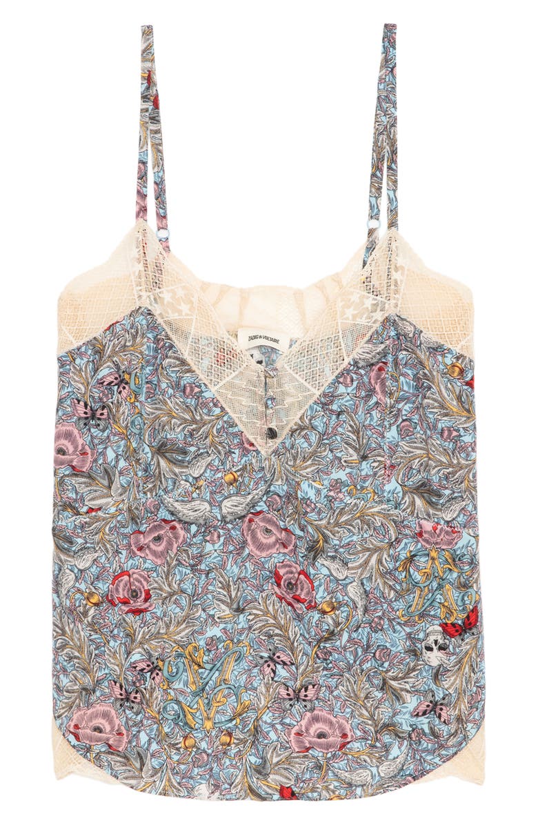 Zadig & Voltaire Cyoko British Flowers Lace Trim Camisole, Alternate, color, 