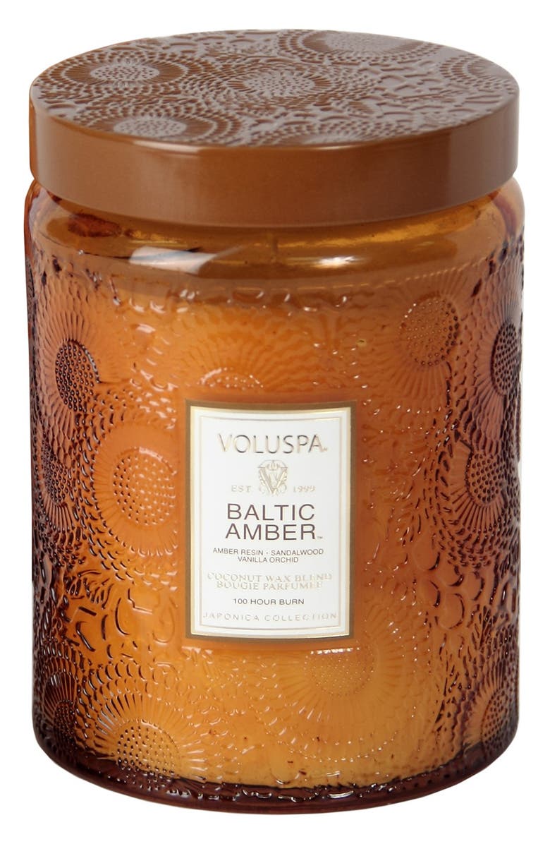 Voluspa 'Japonica - Baltic Amber' Large Embossed Jar Candle, Main, color, 