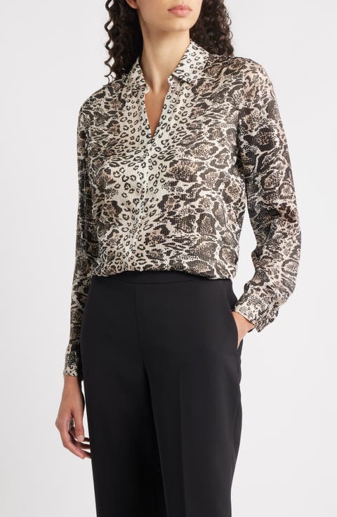 The Madeline Print Metallic Silk Shirt
