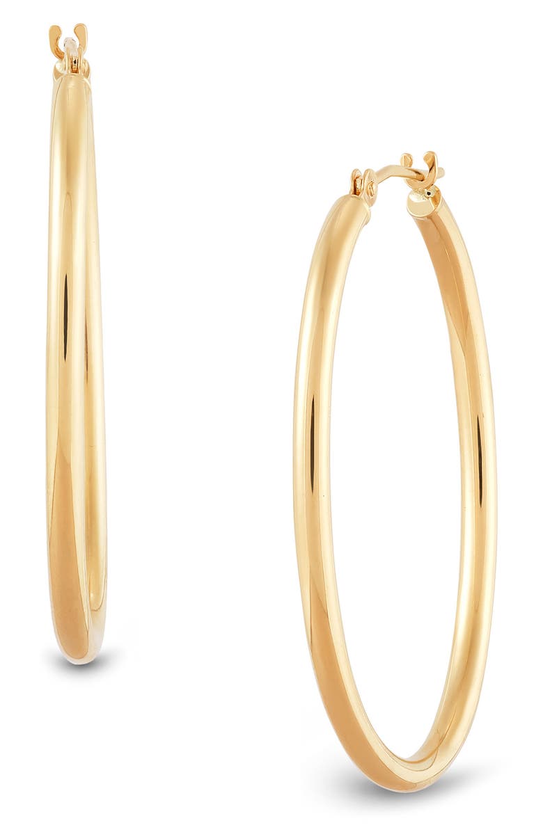 Frankie & Zoe Oval Tube Hoop Earrings, Alternate, color, Yellow Gold