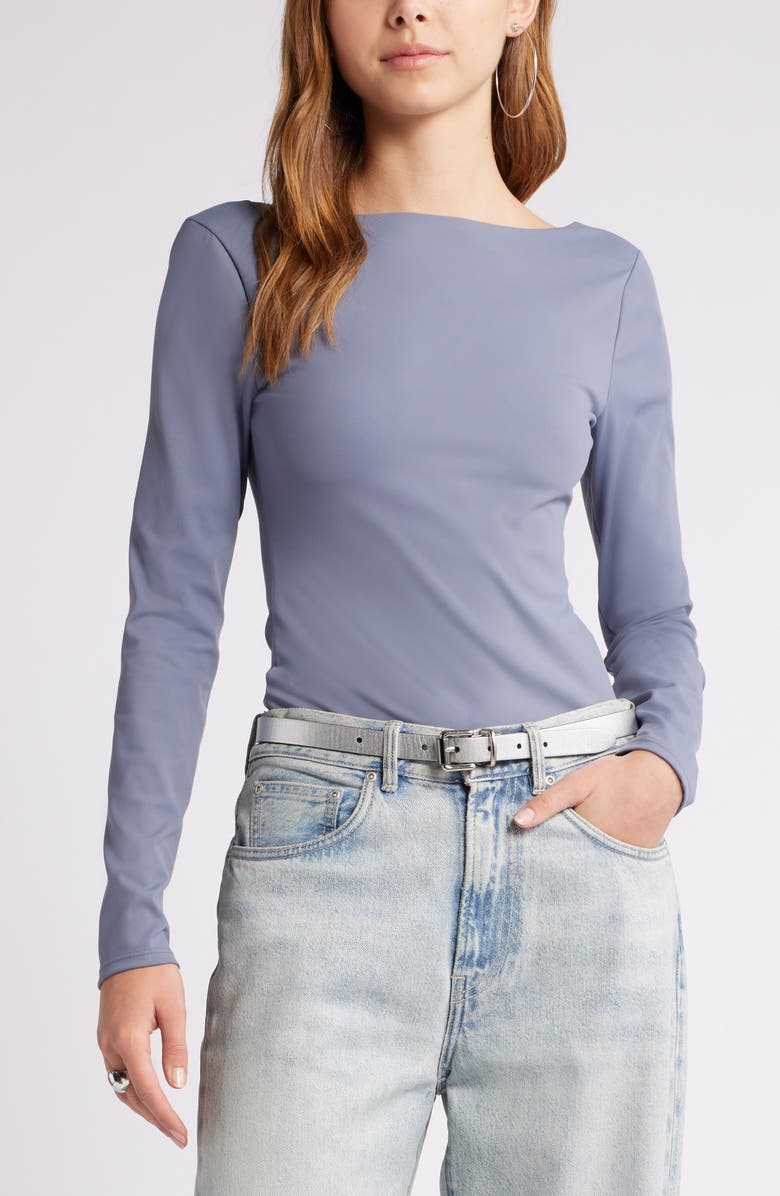 Open Edit Compact Bodysuit, Main, color, Grey Folkstone