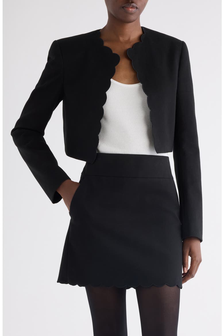 Scallop Edge Spencer Jacket, Main, color, BLACK
