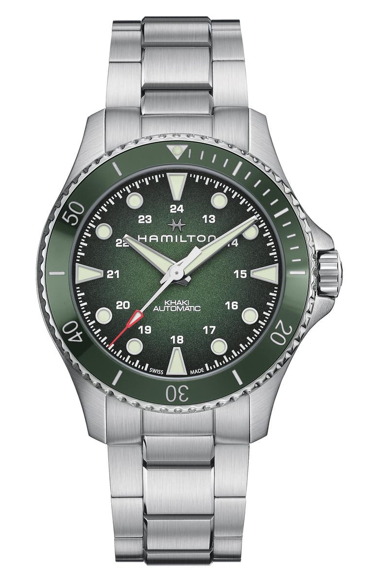 Hamilton Khaki Navy Scuba Automatic Bracelet Watch, 43mm, Main, color, Green