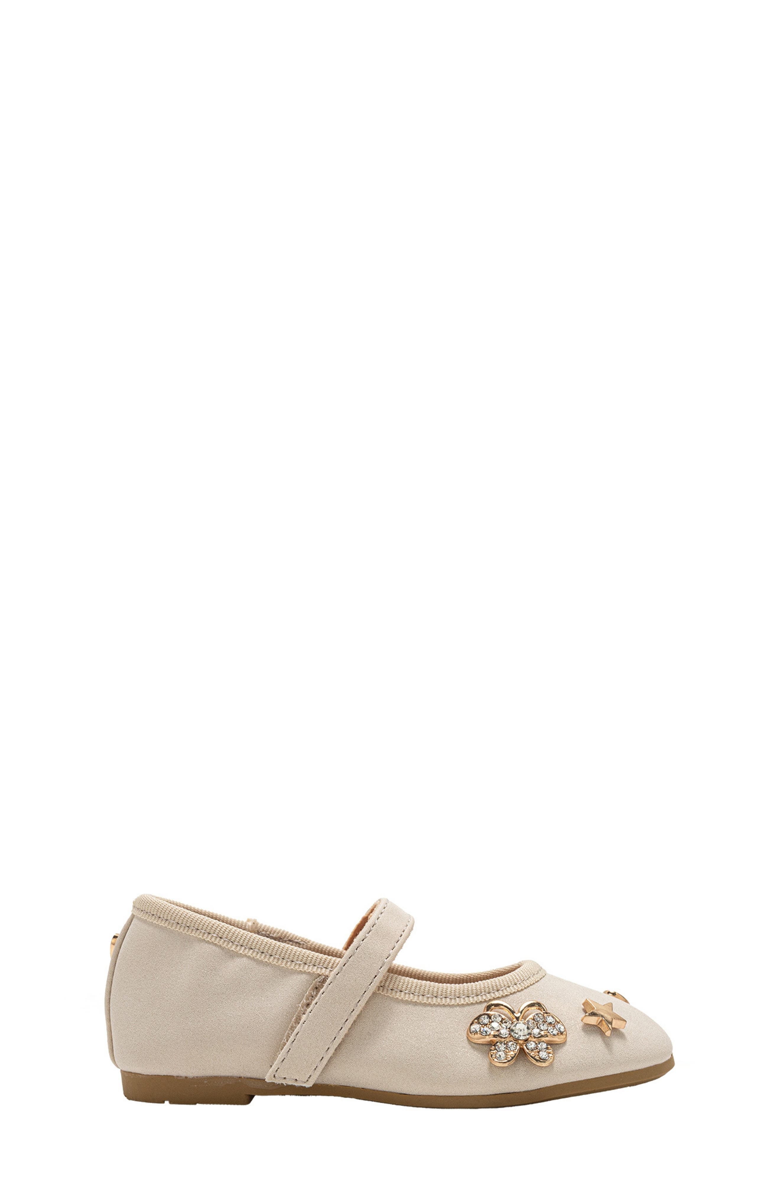bebe Kids' Embellished Charm Mary Jane Flat, Alternate, color, Taupe