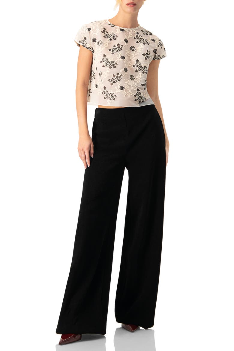 Floral Embroidered See-Though Crop Top, Alternate, color, Natural
