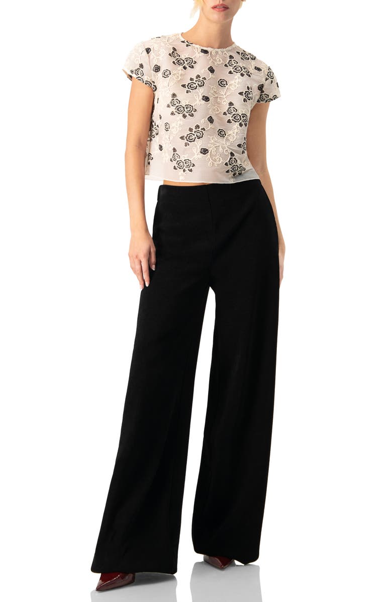 IVONNE Floral Embroidered See-Though Crop Top, Alternate, color, Natural