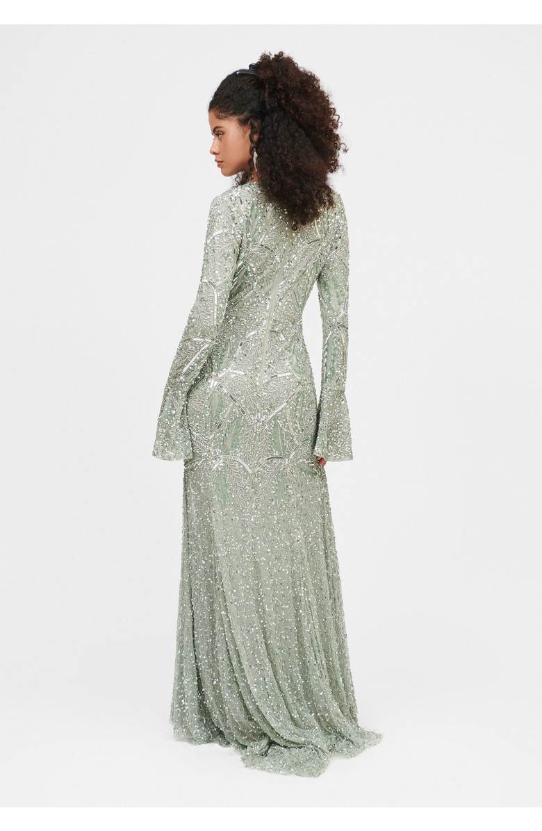 MARYISA Occasion Modest Embellished Sequin Beaded Cape Sleeves Evening Maxi Dress, Alternate, color,