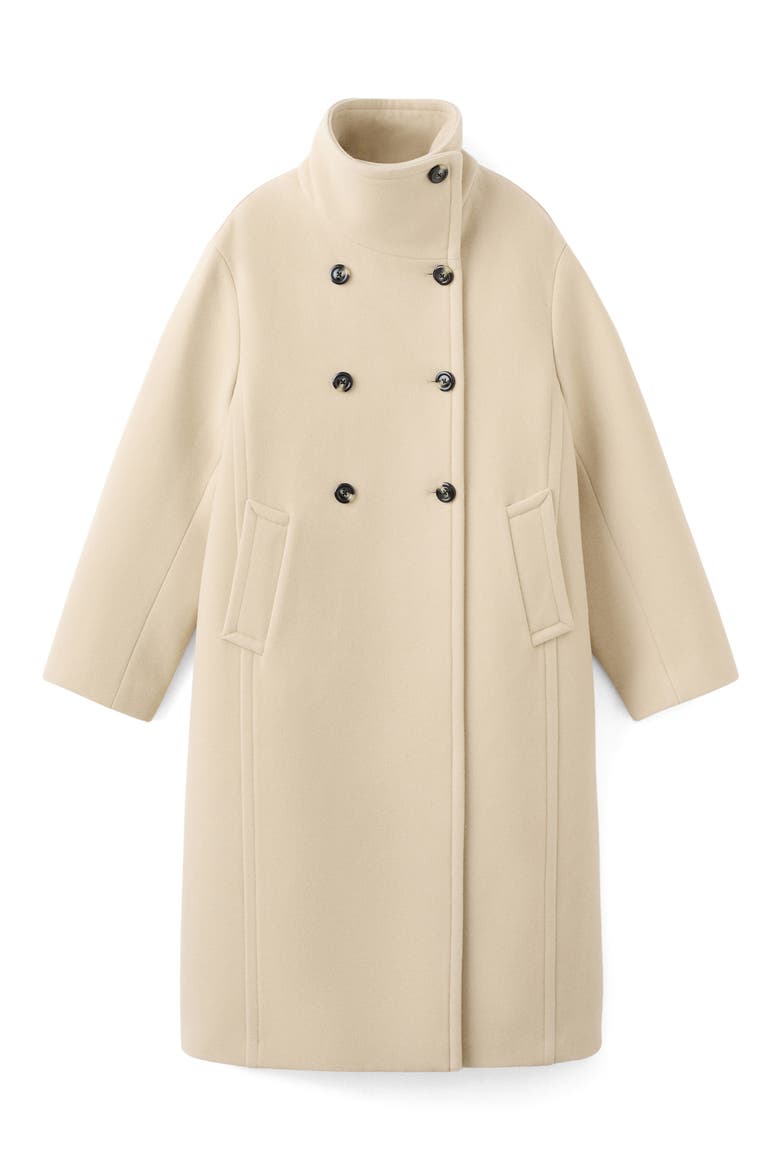 Double Breasted Stand Collar Coat, Main, color, VANILLA
