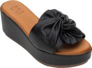 Forever & Always Shoes Syndra Bow Wedge Leather Sandal