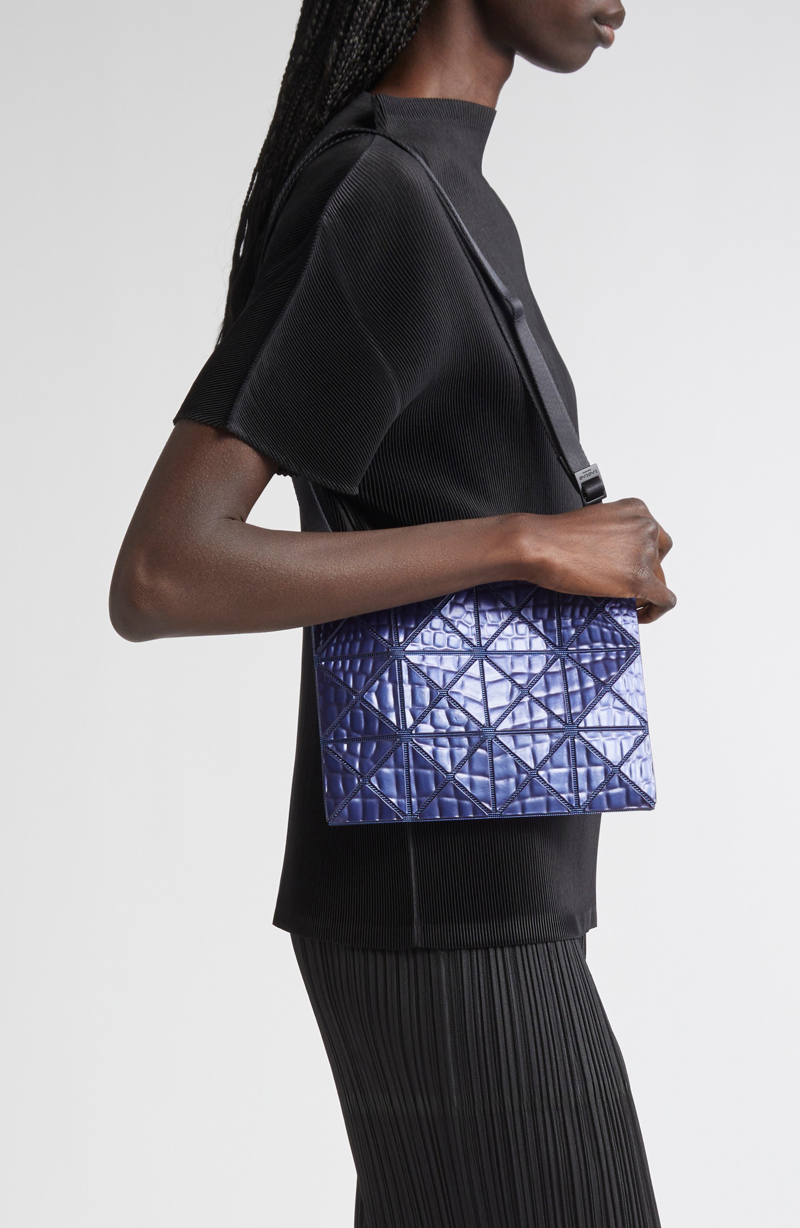 Bao Bao Issey Miyake Meta Kaiju Metallic Crossbody Bag, Alternate, color, Blue
