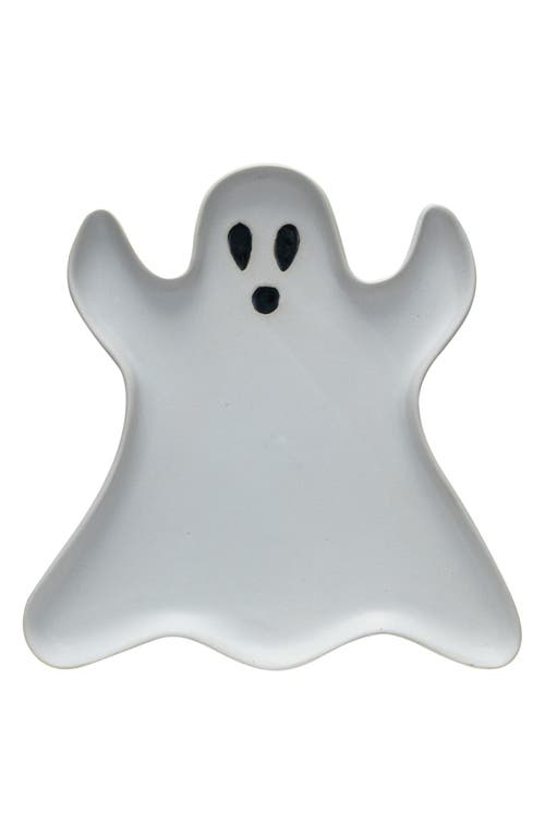 Creative Co-op Ceramic Ghost Plate In White