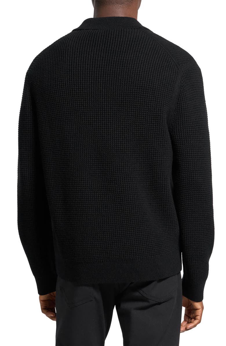 Theory Gary Waffle Knit Zip Cardigan, Alternate, color, Black - 001