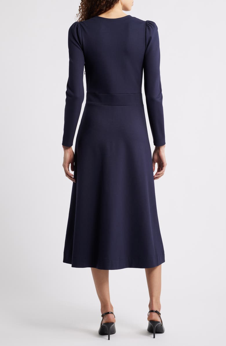 Caslon<sup>®</sup> Half-Zip Long Sleeve Ponte Midi Dress, Alternate, color, Navy Night