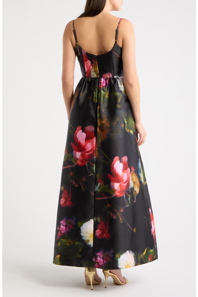 Basque Waist Gown, Alternate, color, BLACK MULTI