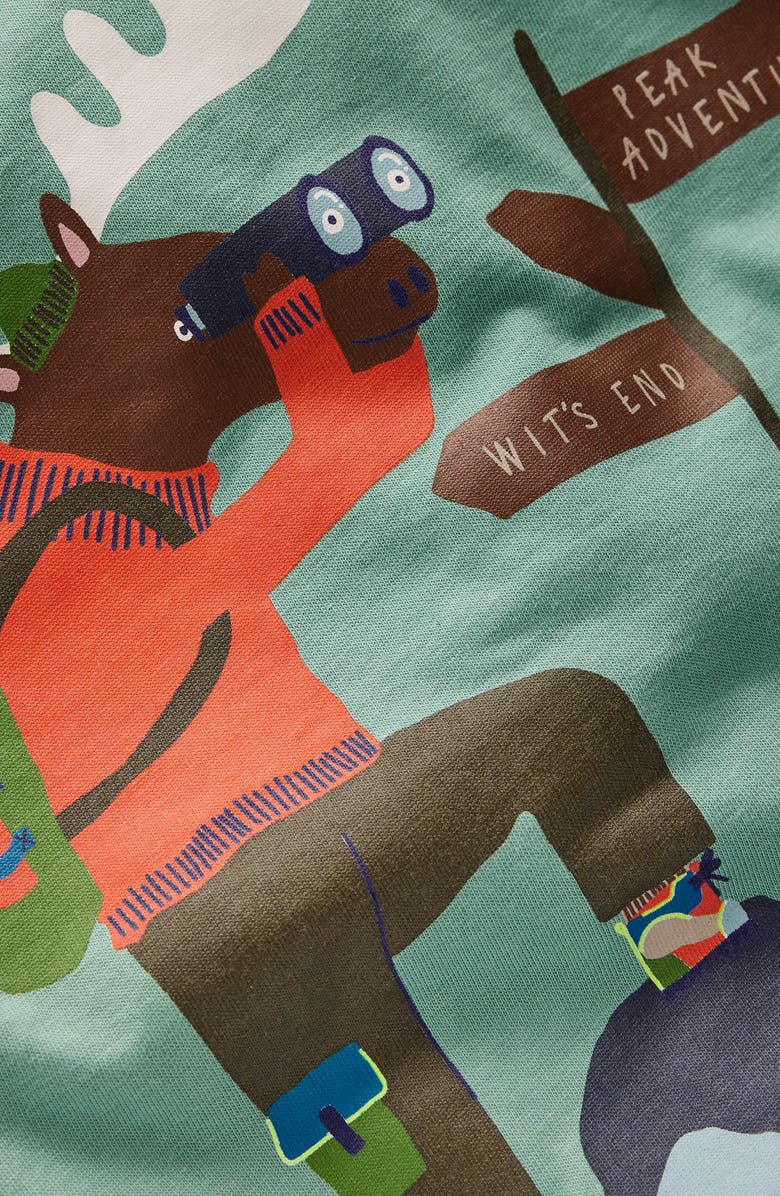 Boden Kids' Hiking Moose Long Sleeve Cotton Graphic T-Shirt, Alternate, color, Oil Blue Moose Explorer