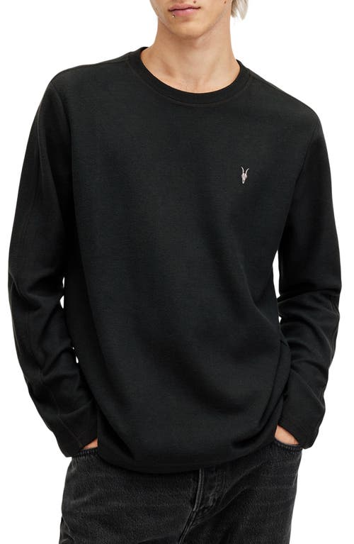 AllSaints Rowe Long Sleeve Waffle Knit T-Shirt in Jet Black 