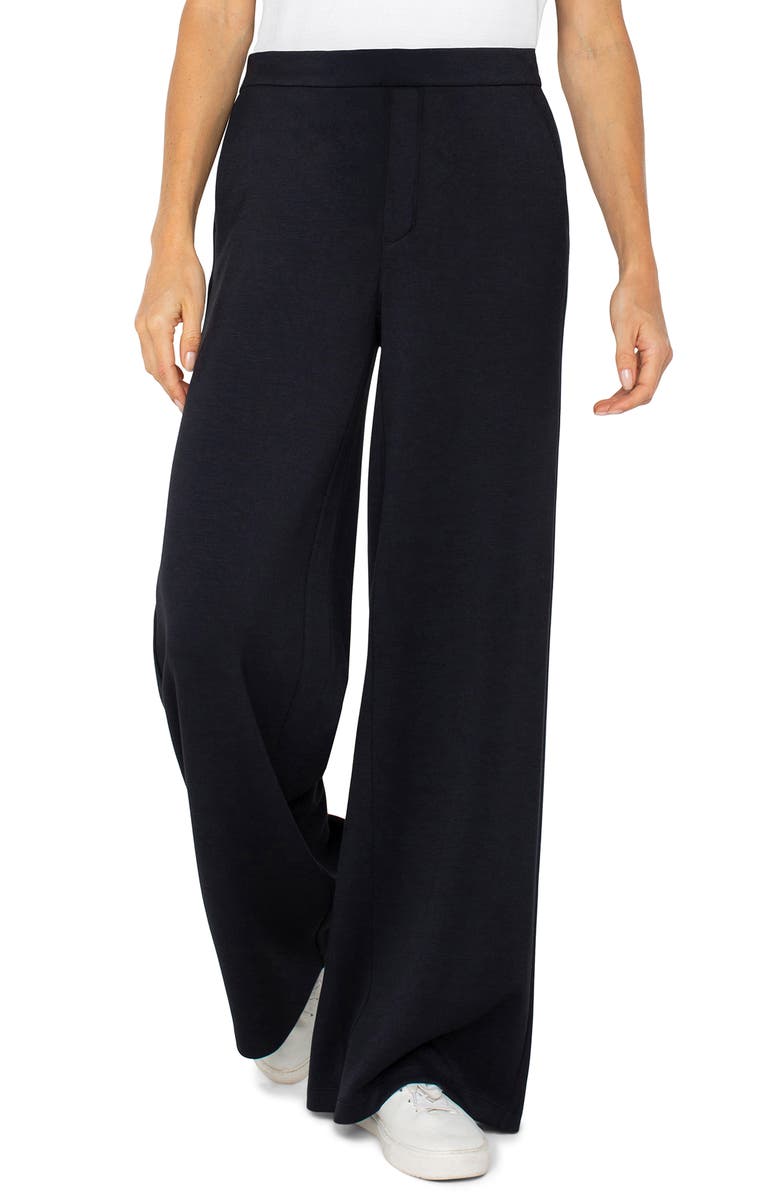 Liverpool Los Angeles Pull On Wide Leg Pants, Main, color, Black