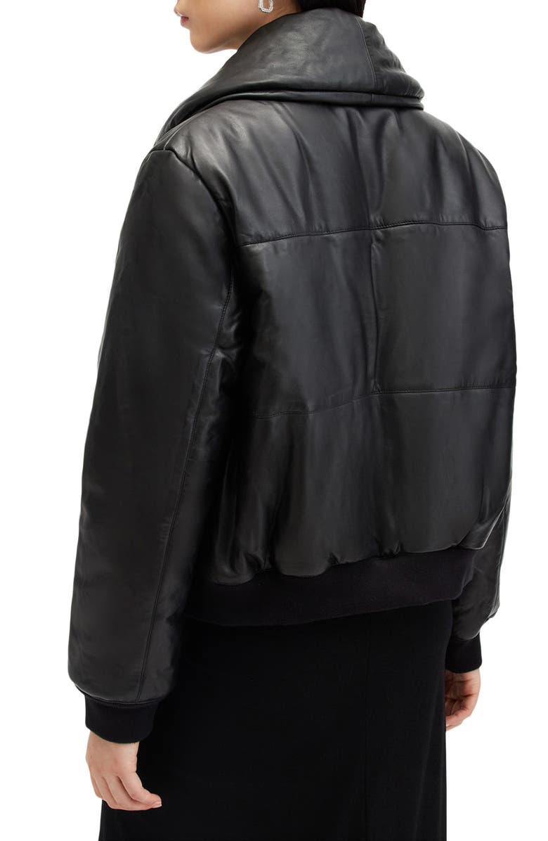 AllSaints Lauren Leather Puffer Jacket, Alternate, color, Black