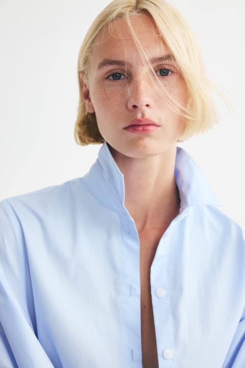 Balloon-Sleeved Cotton Shirt