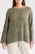 Adrianna Papell Long Sleeve Pointelle Sweater