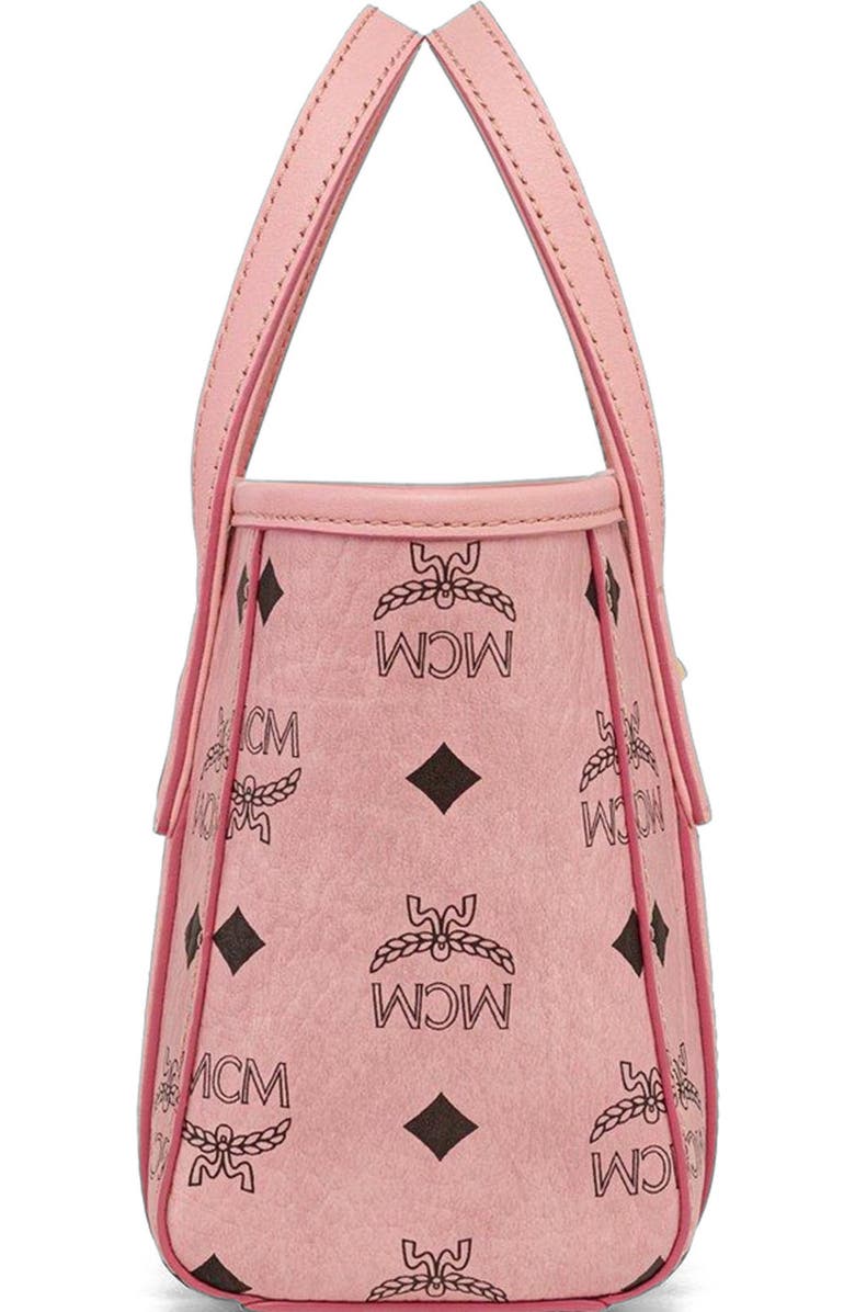 MCM X-Mini Toni Top-Zip Shopper in Visetos, Alternate, color, Pink