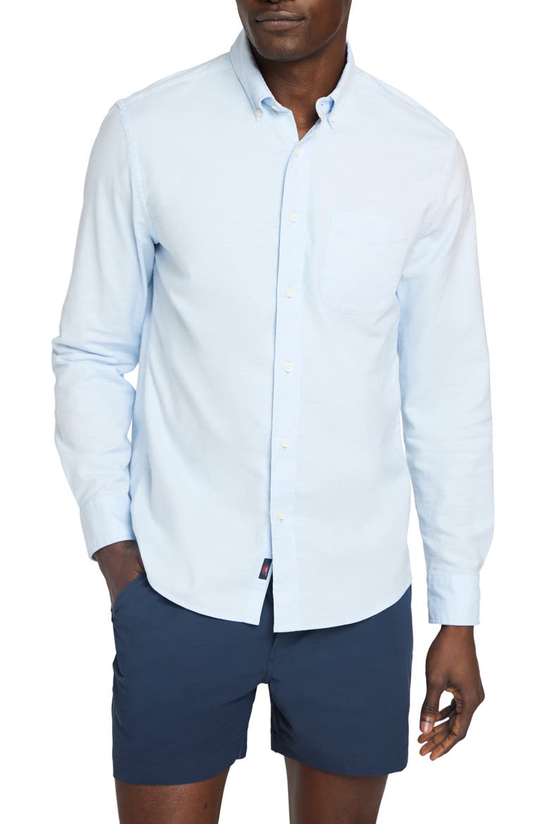 Cotton Blend Oxford Button-Down Shirt, Main, color, BLUE HEATHER