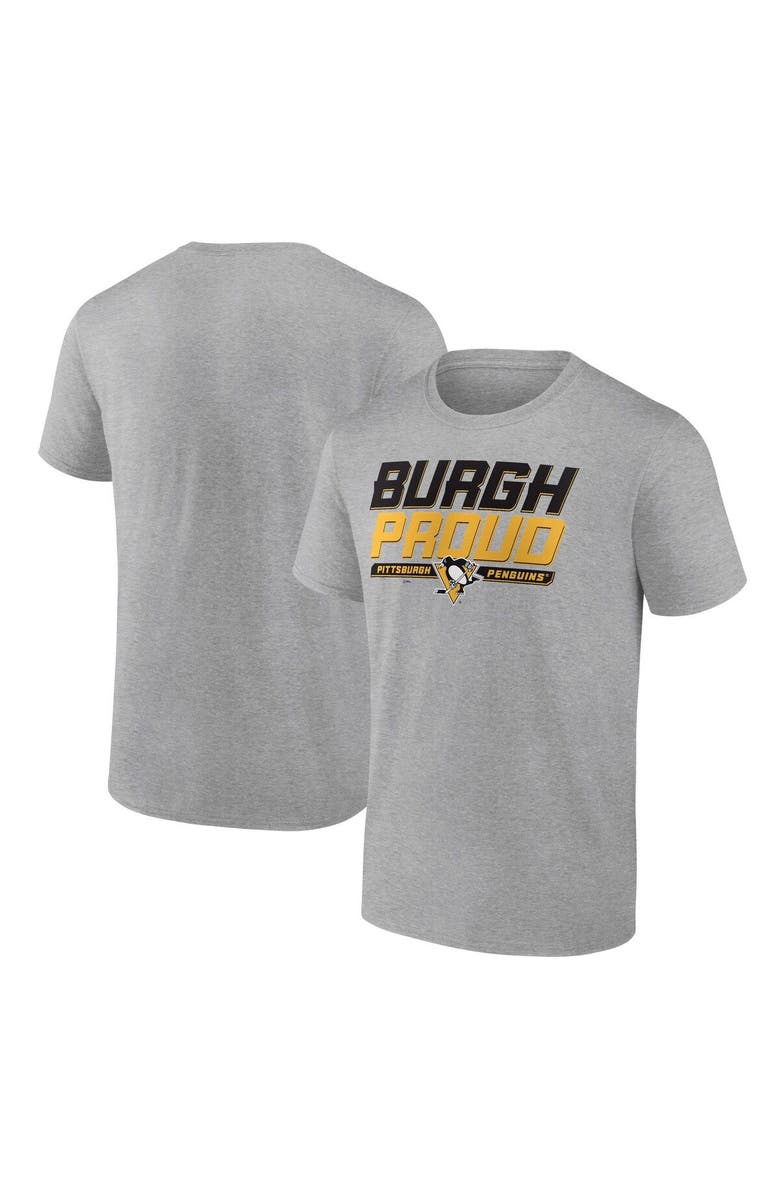 FANATICS Men's Fanatics Branded Heathered Gray Pittsburgh Penguins Hometown Collection Burgh Proud T-Shirt, Main, color, 