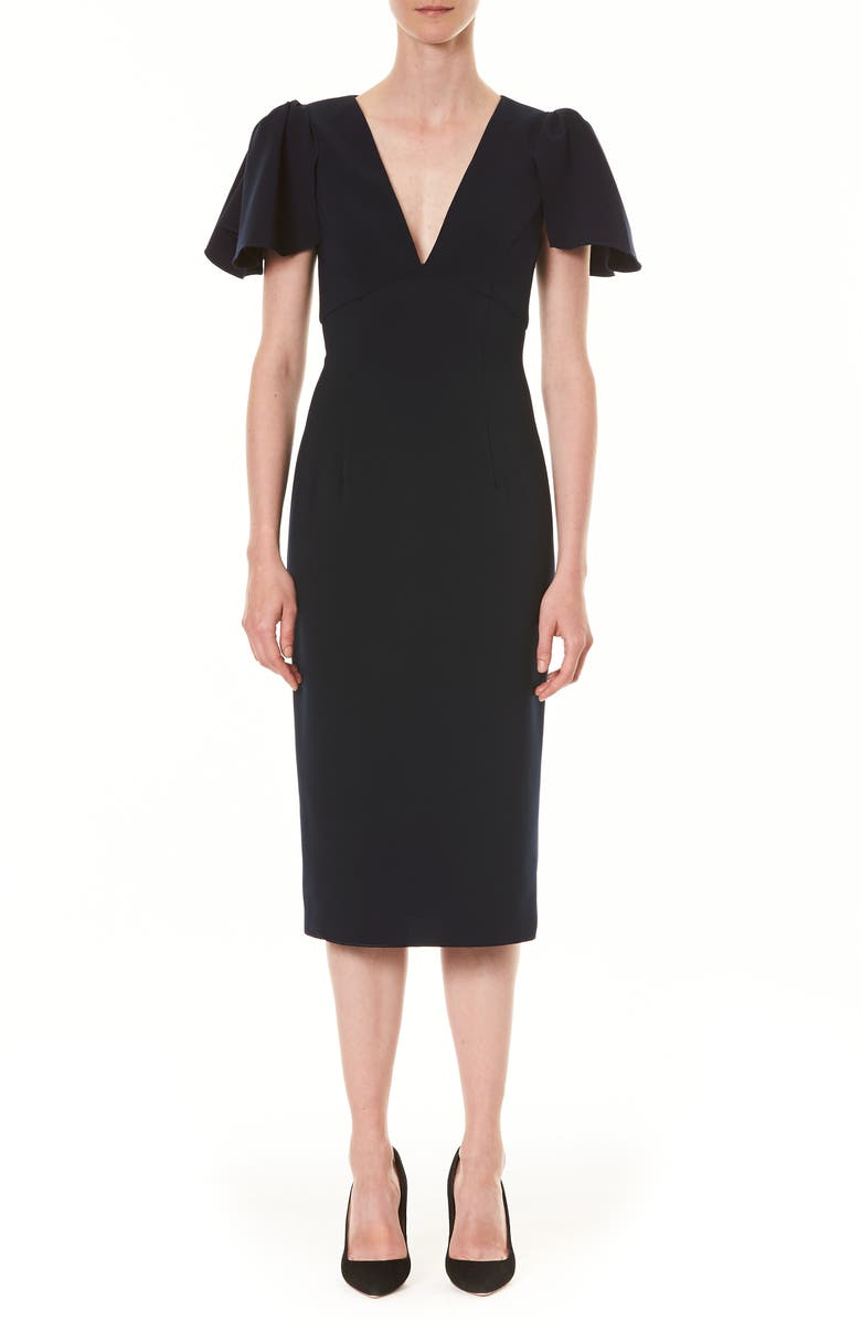 Carolina Herrera Ruffle Sleeve Sheath Dress, Main, color,