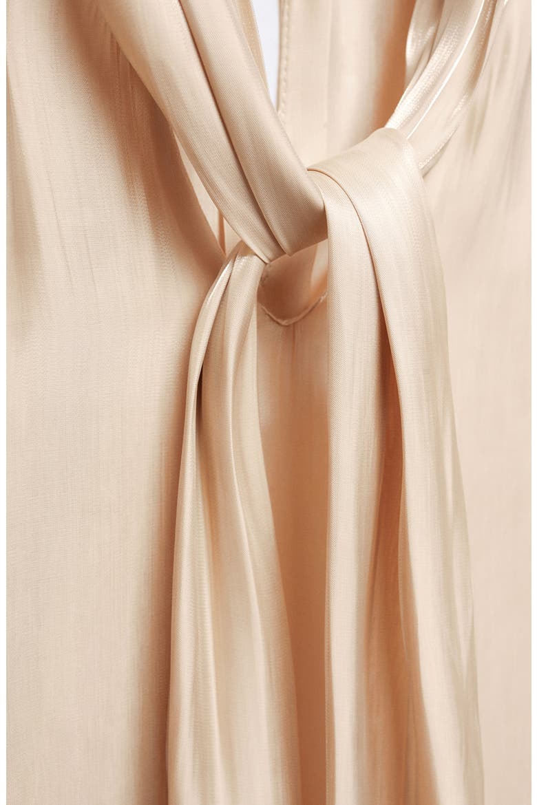 Tie Neck Satin Shirt, Alternate, color, GOLD