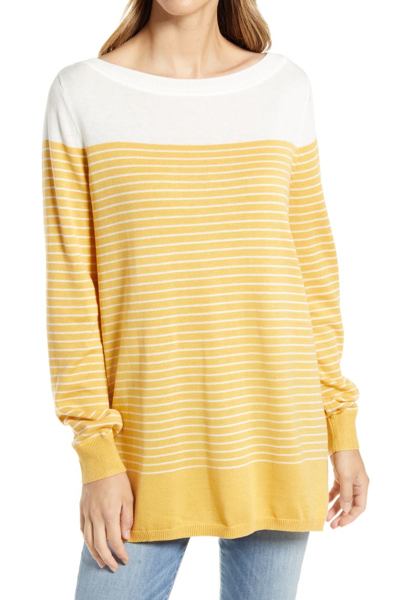 Women's Colorblock Stripe Sweater, Main, color, YELLOW PLACED STRIPE