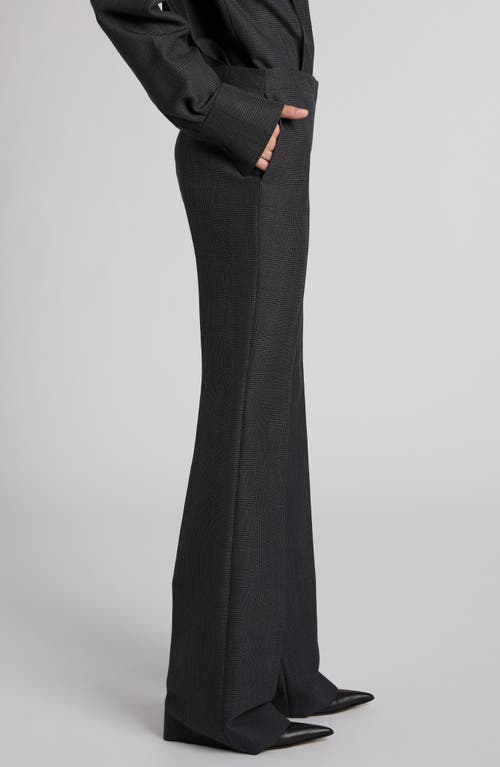 Alexander Mcqueen Mcqueen Prince Of Wales Wool & Mohair Bootcut Trousers In Black - Dark Grey