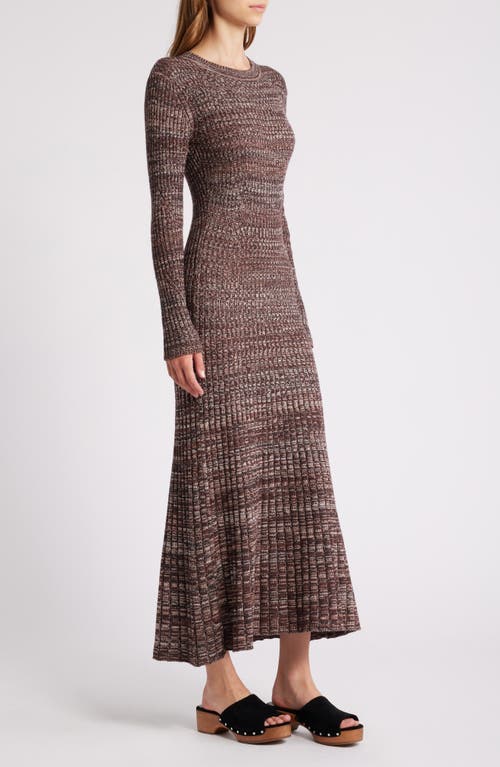 Sessun Sessùn Tammi Long Sleee Rib Maxi Dress In Coffea Milk
