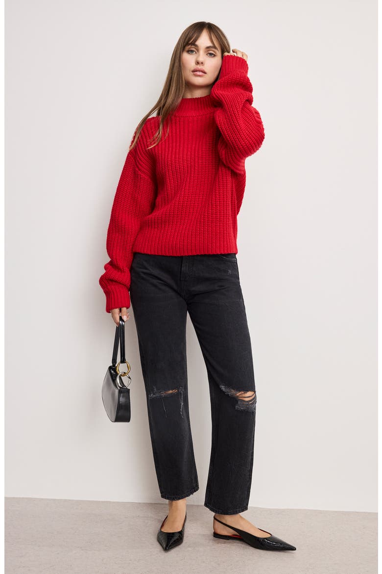 Chunky Mock Neck Sweater, Alternate, color, CHILI001
