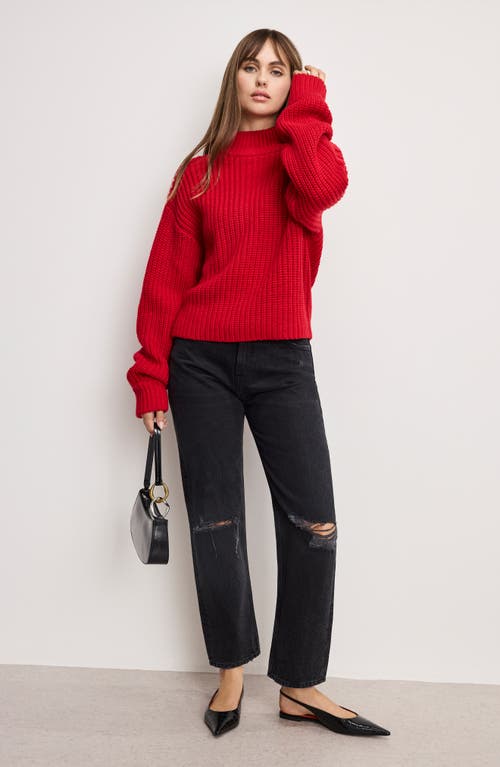 Good American Chunky Knit Mock Neck Sweater In Red