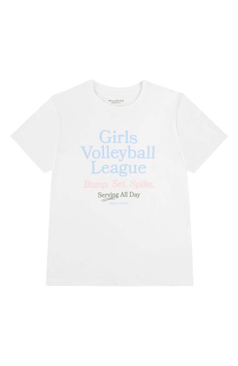 abercrombie kids Kids' Oversize Volleyball Graphic T-Shirt, Main, color, Bright White