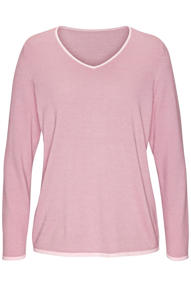 Contrast Trim Sweater, Alternate, color, Mauve Rose
