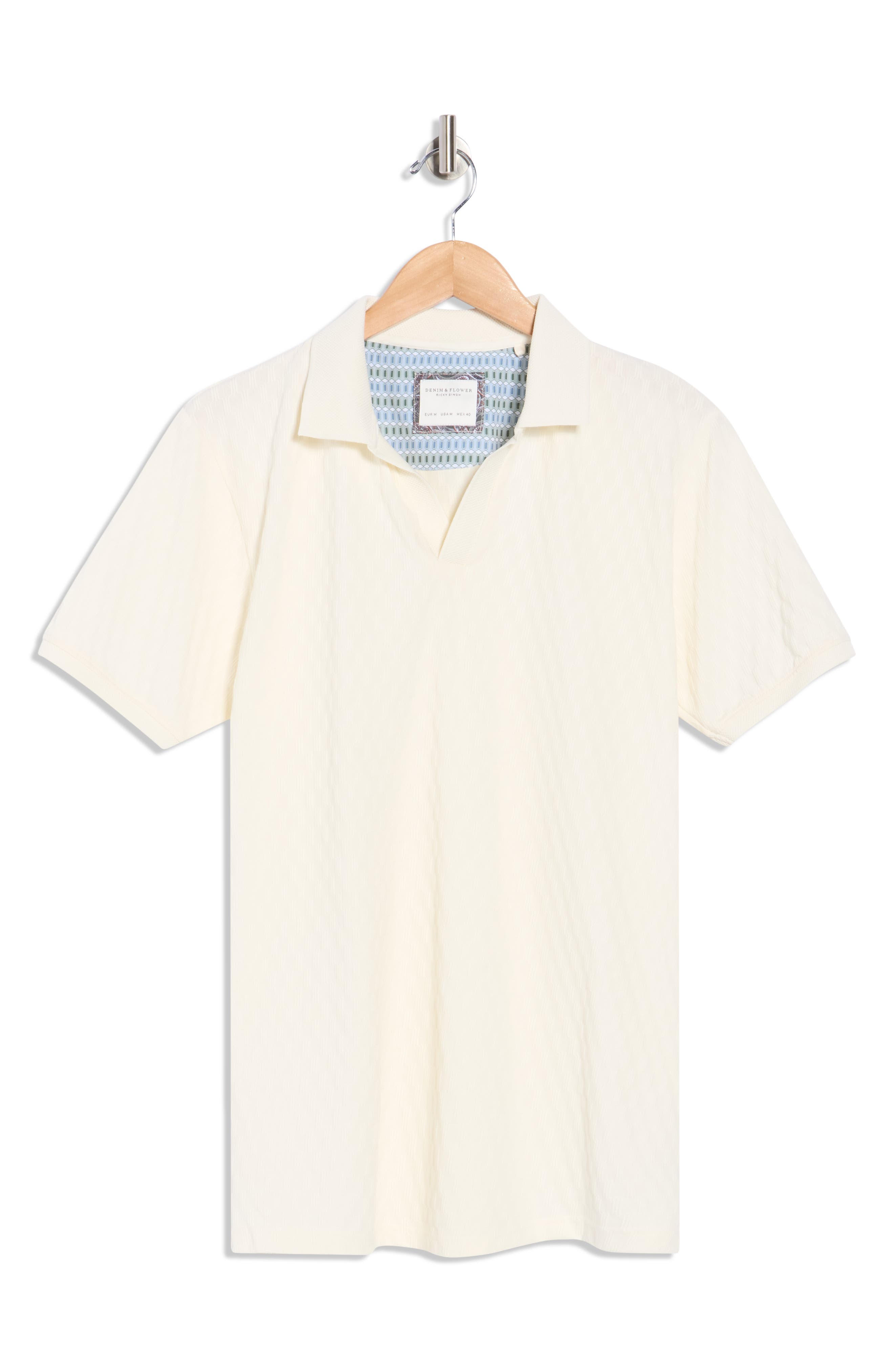 DENIM AND FLOWER Geo Textured Short Sleeve Polo