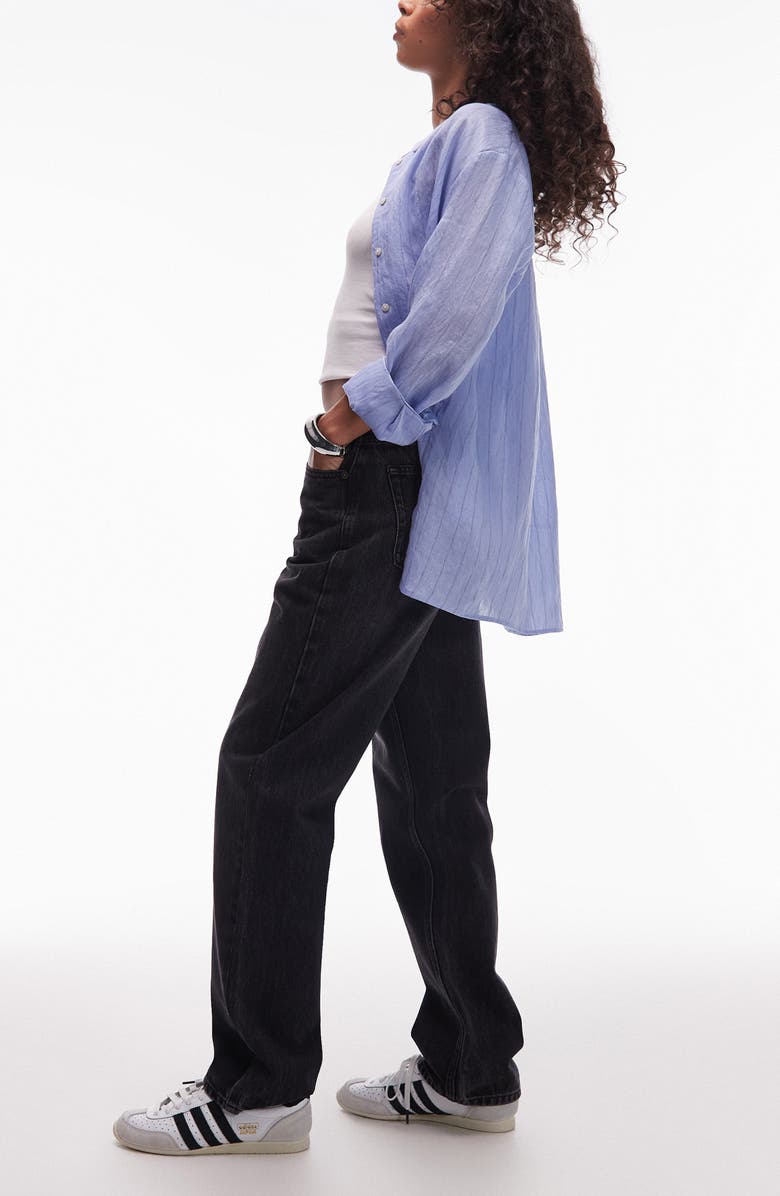 Topshop Kort High Waist Straight Leg Jeans, Alternate, color, Black