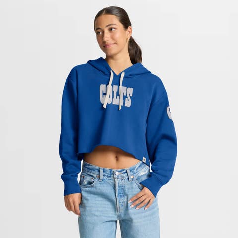 Women's Fanatics Royal Indianapolis Colts Oversized Hometown Heritage Cropped Hoodie