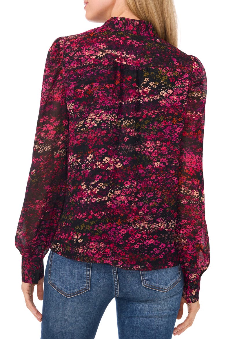 Floral Button-Up Shirt, Alternate, color, RICH BLACK