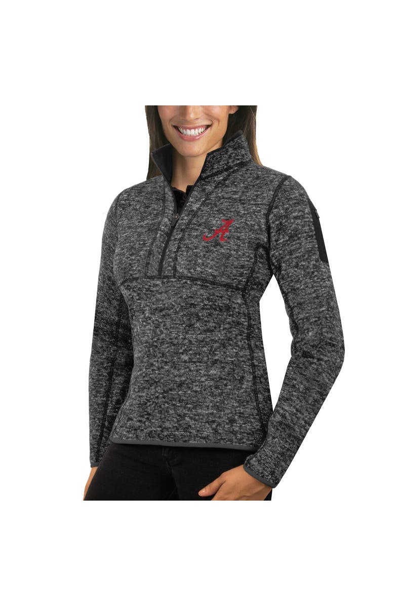 ANTIGUA Women's Antigua Charcoal Alabama Crimson Tide Fortune 1/2-Zip Pullover Sweater, Main, color, 